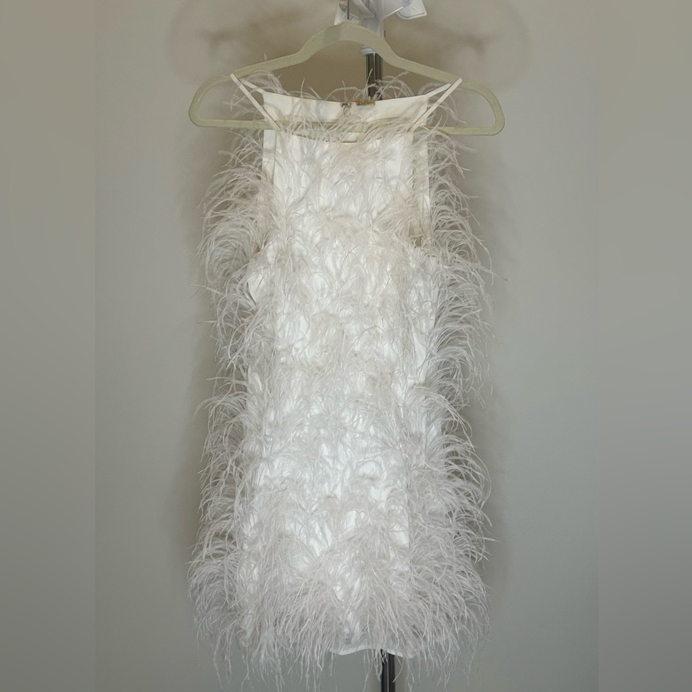 Cult Gaia, Shannon dress, White feathers, Size Small